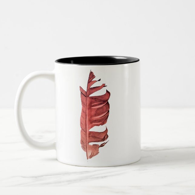 Feather zeichne originelle Kunstillustrierung Zweifarbige Tasse (Links)