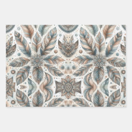 Feathered-Blume Geschenkpapier Set