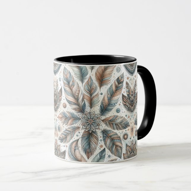 Feathered-Blume Tasse (VorderseiteRechts)