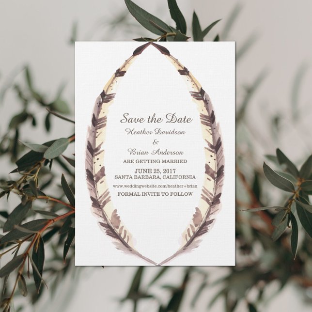 Feathered Border Save the Date einladen Einladung (Von Creator hochgeladen)