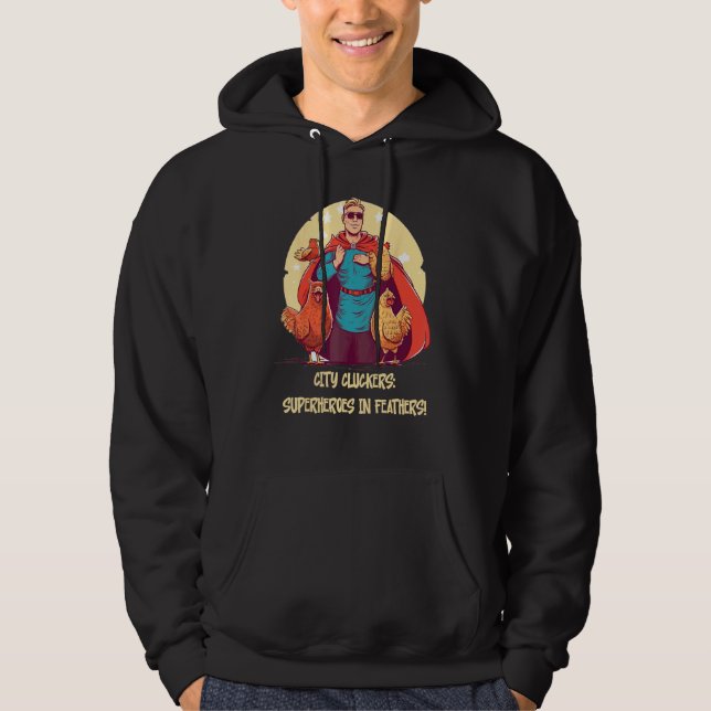 Feathered Defenders Urban Chicken Heroes Hoodie (Vorderseite)