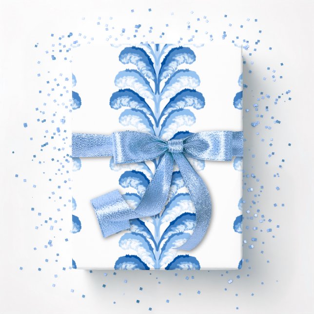 Feathered Fete Stripe in Blue Porcelain Geschenkpapier (Von Creator hochgeladen)