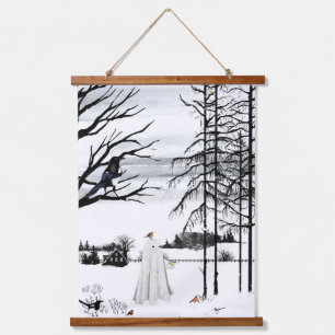 Feathered Friends Wandteppich Mit Holzrahmen