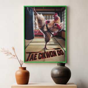 Feathered Fury: Hühnerkicking Punching Bag Poster