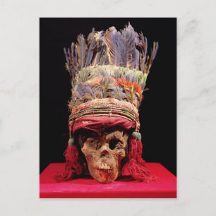 Feathered headdress on a skull, from Peru Postkarte