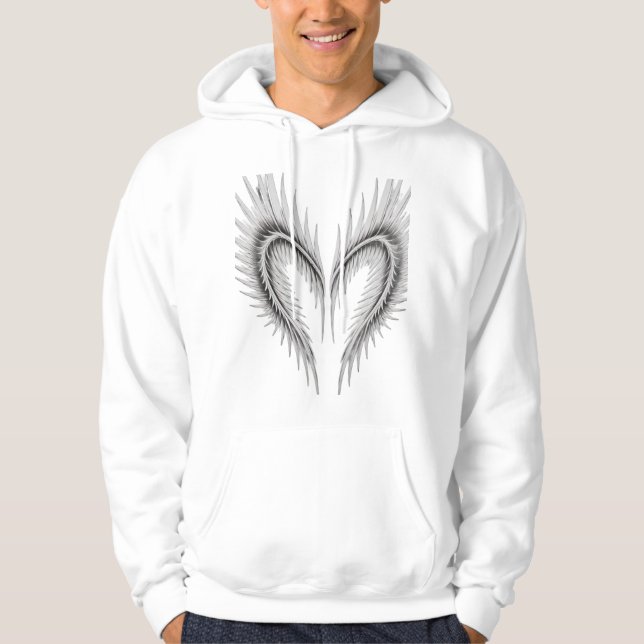 Feathered Heart Art Black Hoodie | Unique Aestheti (Vorderseite)