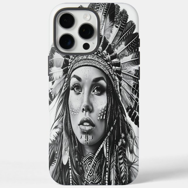 Feathered Indian Warriorgirl Case-Mate iPhone Hülle (Rückseite)