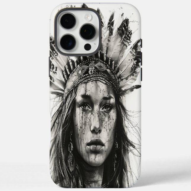 Feathered Indian Warriorgirl Case-Mate iPhone Hülle (Rückseite)