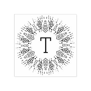 Feathered Monogram Gummistempel