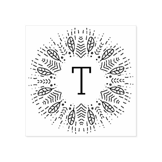 Feathered Monogram Gummistempel (Prägung)