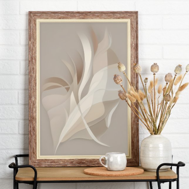 Feathered Rhapsody | Beige Abstrakte Kunst Poster (Von Creator hochgeladen)