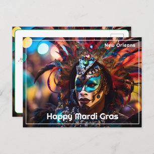 💚 💜 💛 Feathered Splendor: Mardi Gras Opulence Postkarte