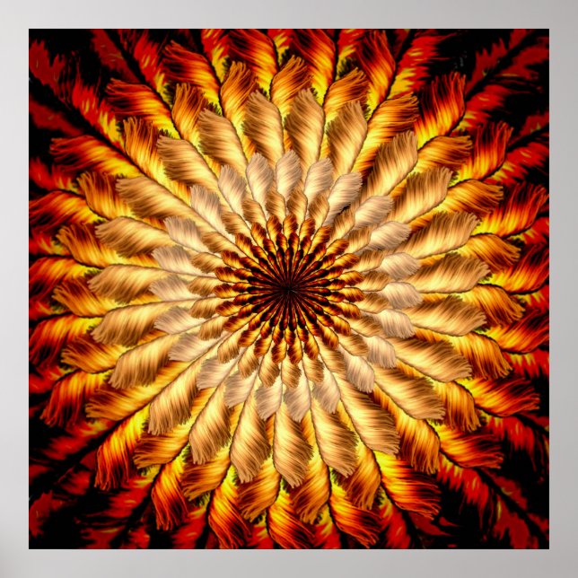 Feathered Sun Mandala Poster (Vorne)