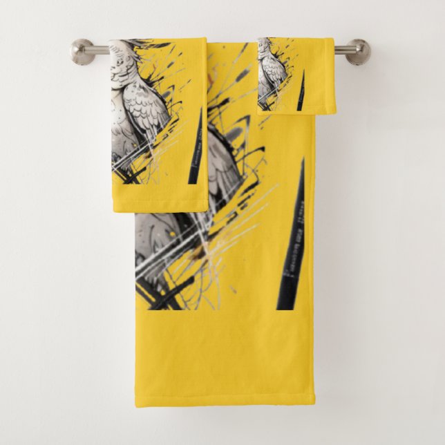 Feathered Sunbeam | Cockatiel Art Print Badhandtuch Set (Insitu)