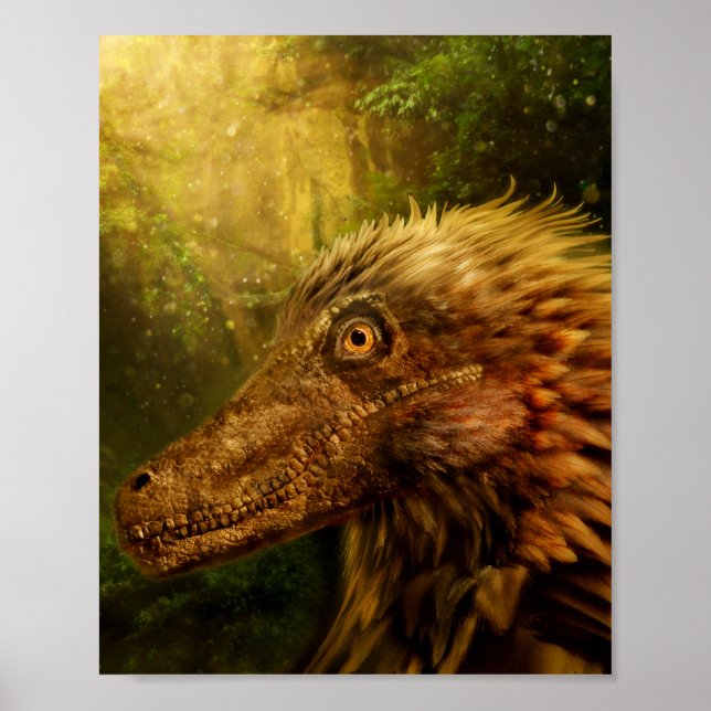 Feathered Velociraptor Dinosaur Poster (Vorne)