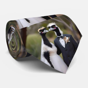 "Feathered Vows: Eine emu-schöne Hochzeitsstimmung Krawatte