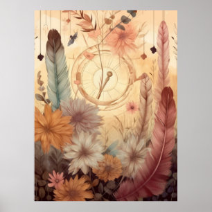 Feathered-Wildblumen Poster