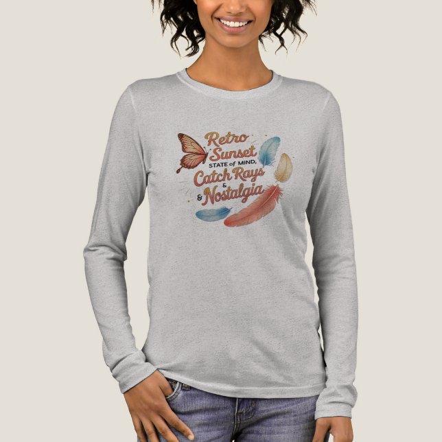 Featherlight Vibes - Retro Sunset Nostalgie Tri-Blend Shirt (Vorderseite)