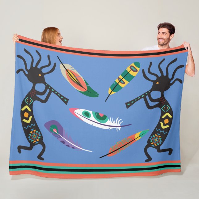 Feathers and Kokopelli Fleece Blanket (Beispiel)