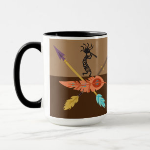 Feathers and Southwest Kokopelli Tasse