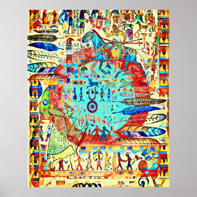 Feathers and Warriors pattern Poster (Vorne)