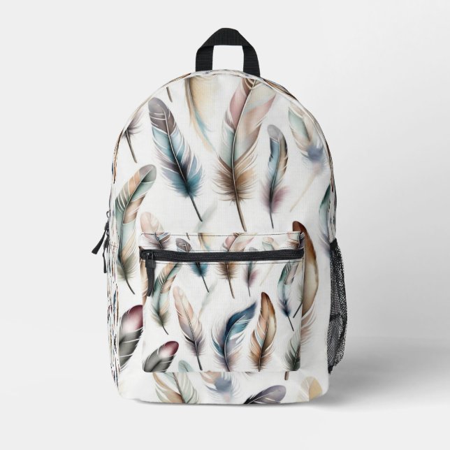 Feathers Bedruckter Rucksack (Vorderseite)