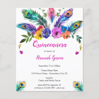 Feathers & Blume Budget Quinceañera Einladung
