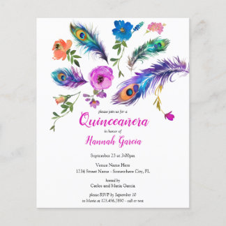 Feathers & Blume Budget Quinceañera Einladung