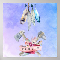 Feathers Blume und Liebe Wasserfarbdesign