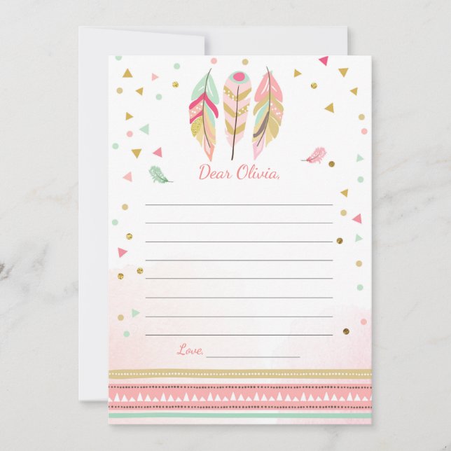 Feathers Boho Tribal Guestbook Karten Zeit Kapsel (Vorderseite)