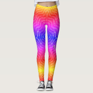 Feathers Glitzer Muster Basis rosa gelb Leggings