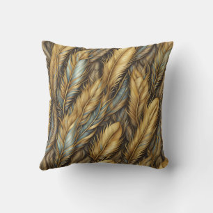 Feathers Golden Silver Art Kissen
