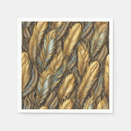 Feathers Golden Silver Art Serviette