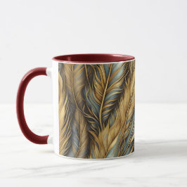 Feathers Golden Silver Art Tasse