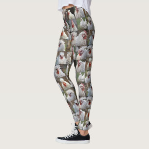 "Feathers in Focus: Ein Portrait eines weißen Hühn Leggings