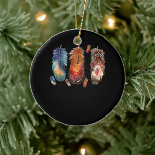Feathers Indian Native Pride Indigenous Keramik Ornament