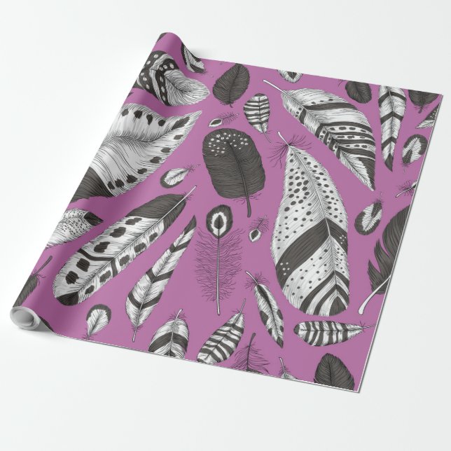 Feathers-Muster Geschenkpapier (Ungerollt)