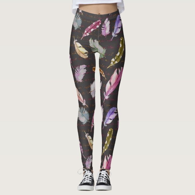 Feathers Note: Watercolor Bird Muster. Leggings (Vorderseite)