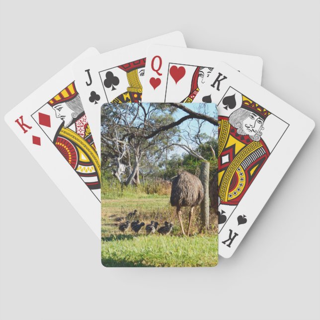 "Feathers of stolz: Emu Eltern mit ihren Chicks" Spielkarten (Rückseite)