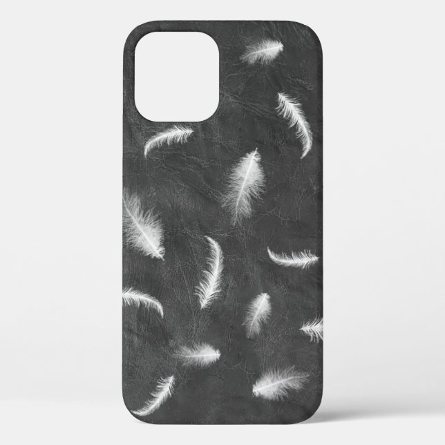 Feathers on Grey Leather Case-Mate iPhone Case (Rückseite)