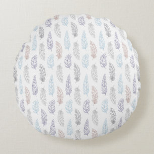 FEATHERS PASTEL PATTERN CUSHION RUNDES KISSEN