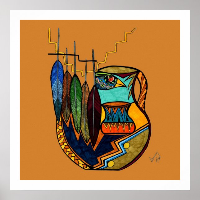 Feathers & Pot Spirit Reproduction Poster (Vorne)