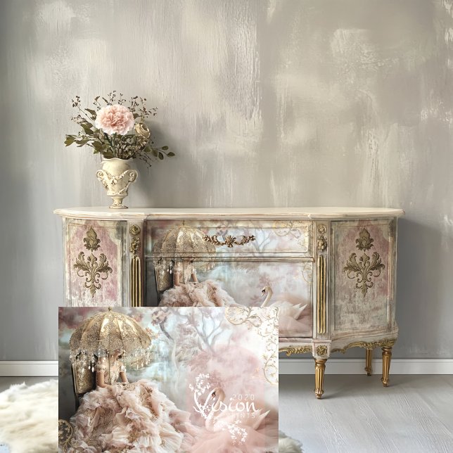 Feathers & Tulle, Romantischer Schwan & Elegante L Seidenpapier (
Feather's and Tulle,  Romantic Portrait Art & Ethereal Swan Decoupage.
)