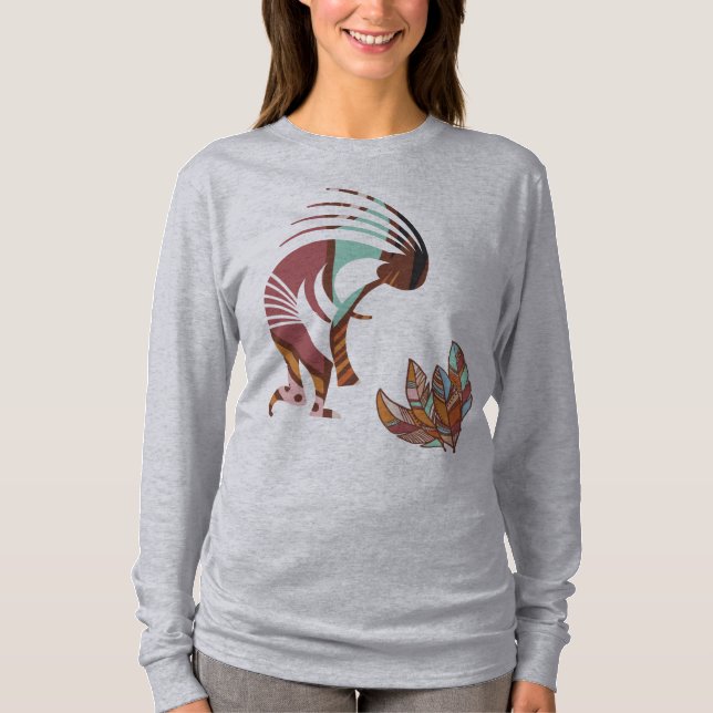 Feathers und Kokopelli Southwest T-Shirt (Vorderseite)