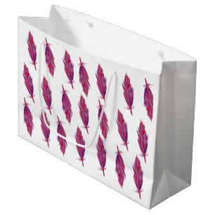 Feathers Watercolor Red Pink Gift Bag Große Geschenktüte