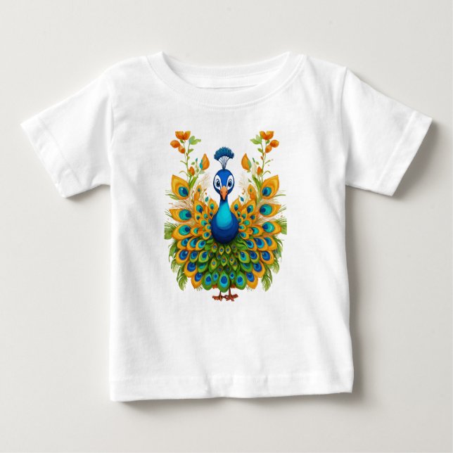 Featherspektrum: Pfauensemble Extravaganza Baby T-shirt (Vorderseite)