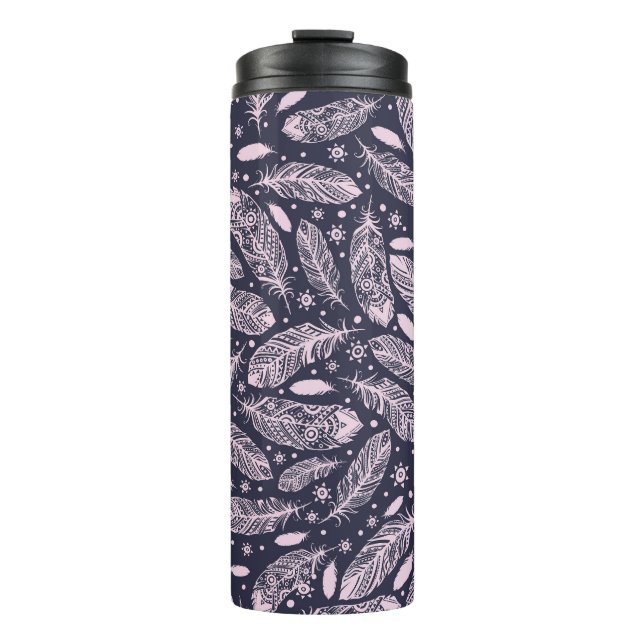 Feathery Fantasy: Romantische Musterkreation Thermosbecher (Vorderseite)