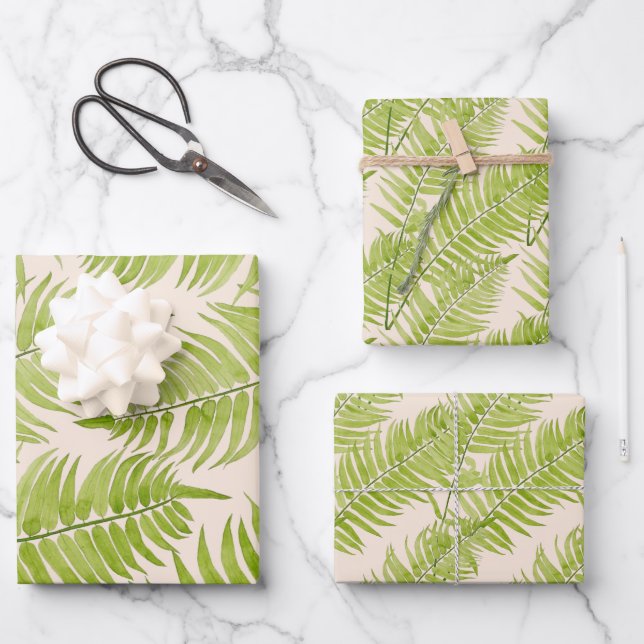 Feathery Fern auf einem Wrapping Paper-Set Geschenkpapier Set (Vorderseite)
