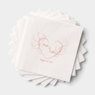 Feathery Heart Shaped Center Monogrammiert Servietten Mit Folie