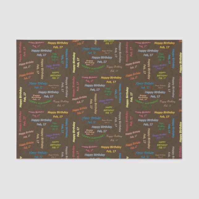 Februar, 17 Geburtstags-Gewebepapier Seidenpapier (Vorderseite)